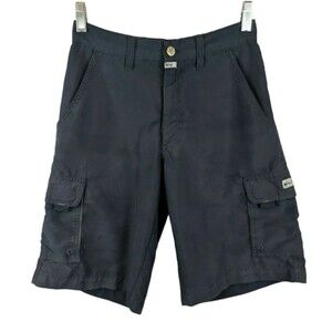 QuikSilver Boys Flat Front Navy Lightweight Nylon Blend Cargo Shorts Size 10